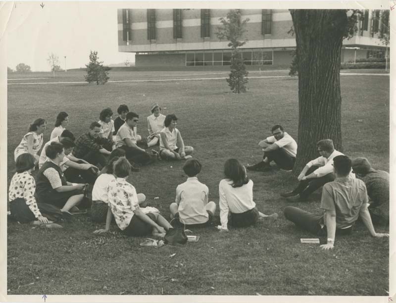 Outdoor class by Kresge Library